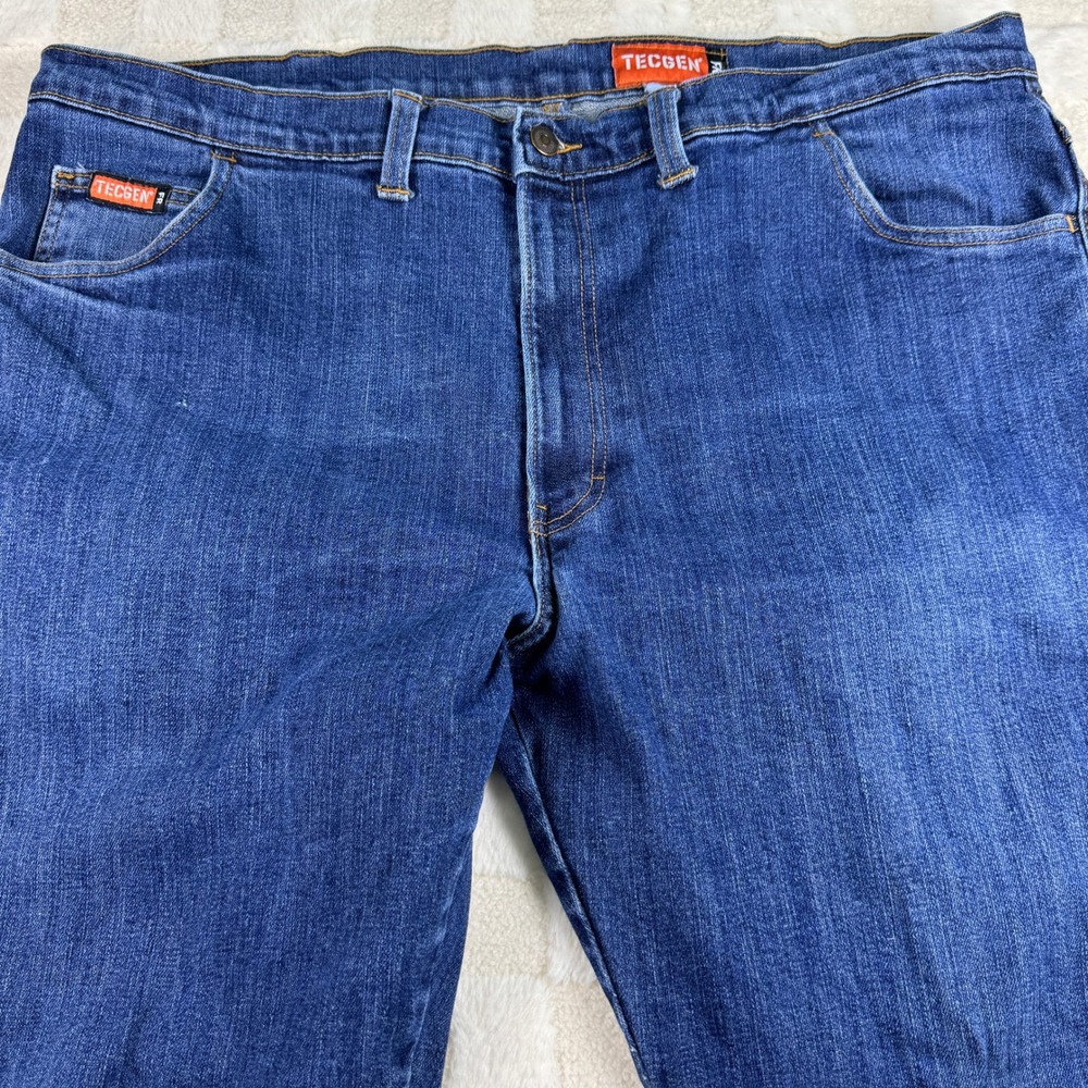Tecgen FR Flame Resistant Denim Jeans Mens 42x30 Workwear Blue - Picture 4 of 13